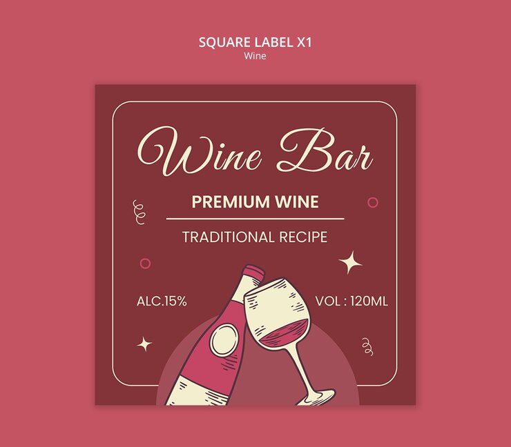 PSD gratuito disegno del modello dell'etichetta del vino