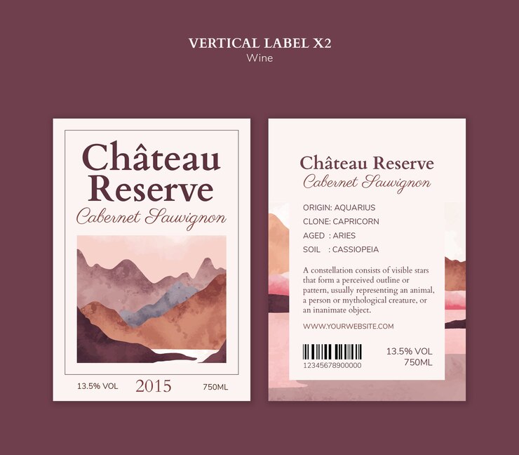 PSD gratuito disegno del modello dell'etichetta del vino