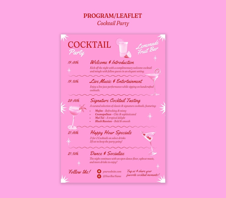 PSD gratuito disegno del modello della festa del cocktail
