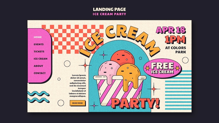 PSD gratuito disegno del modello della festa del gelato