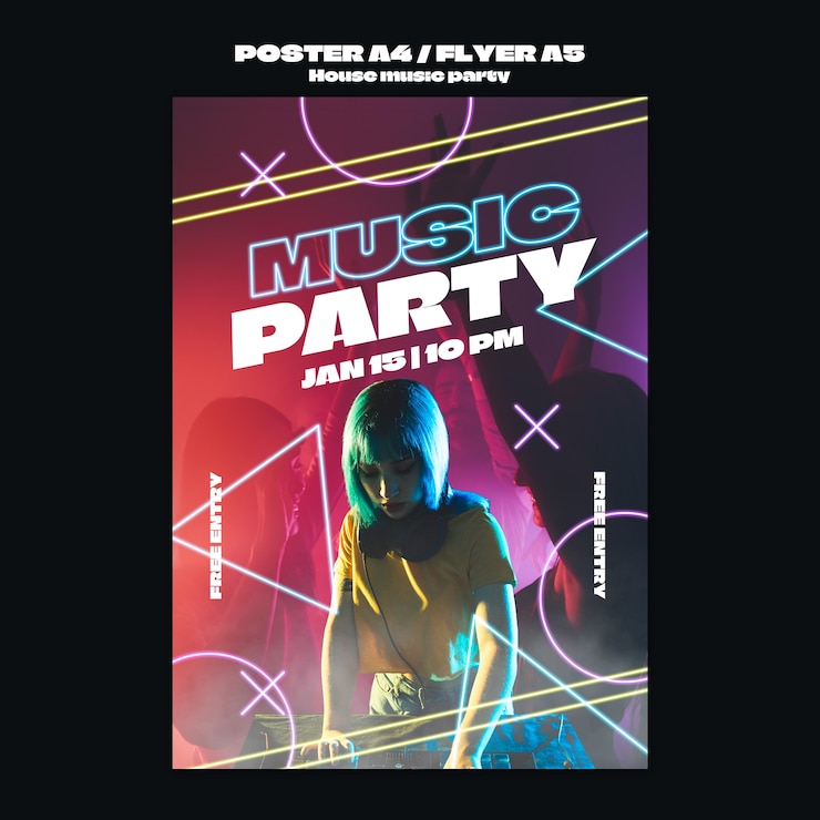 PSD gratuito disegno del modello della festa della musica house