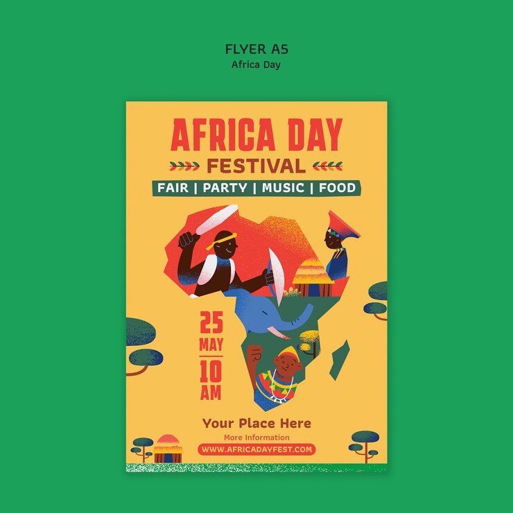 PSD gratuito disegno del modello della giornata dell'africa