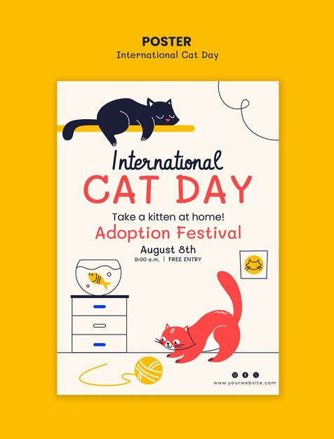 Disegno del modello della Giornata Internazionale del Gatto