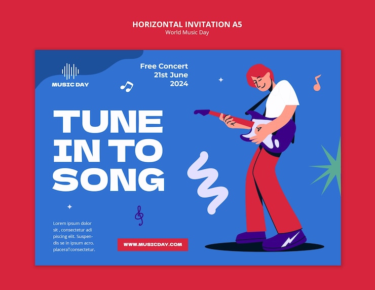 PSD gratuito disegno del modello della giornata mondiale della musica