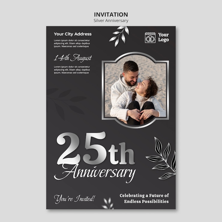 PSD gratuito disegno del modello di anniversario d'argento