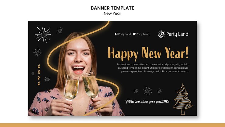 PSD gratuito disegno del modello di banner di capodanno