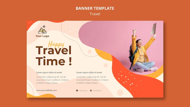 Disegno del modello di banner di viaggio
