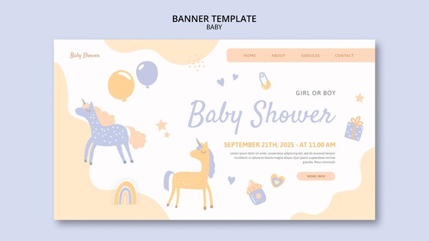 Disegno del modello di banner per baby shower