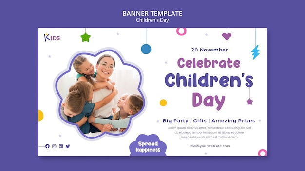 Disegno del modello di banner per la giornata dei bambini