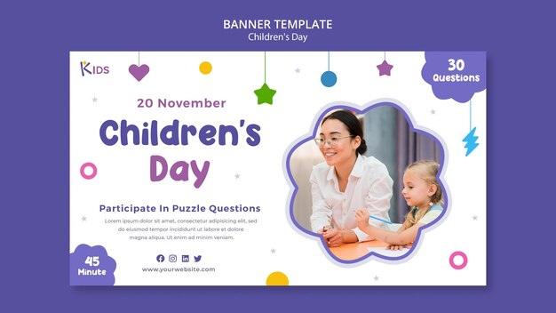 Disegno del modello di banner per la giornata dei bambini