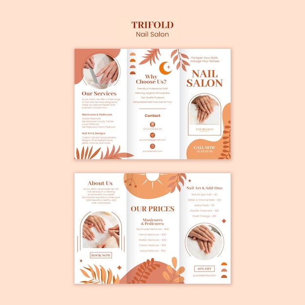 Disegno del modello di brochure del salone delle unghie