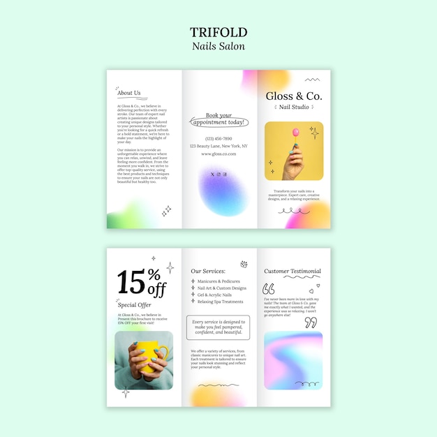 Disegno del modello di brochure del salone delle unghie