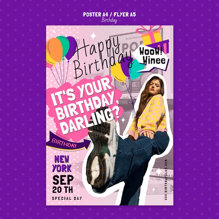 PSD gratuito disegno del modello di compleanno