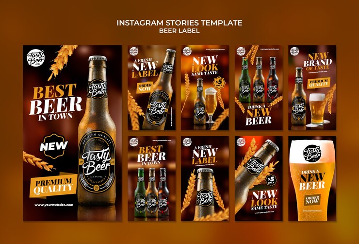 PSD gratuito disegno del modello di etichetta della birra
