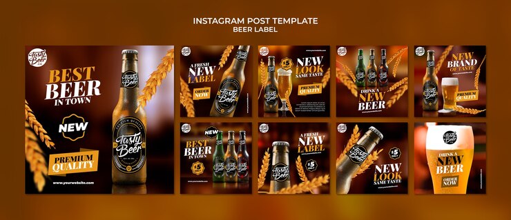 PSD gratuito disegno del modello di etichetta della birra