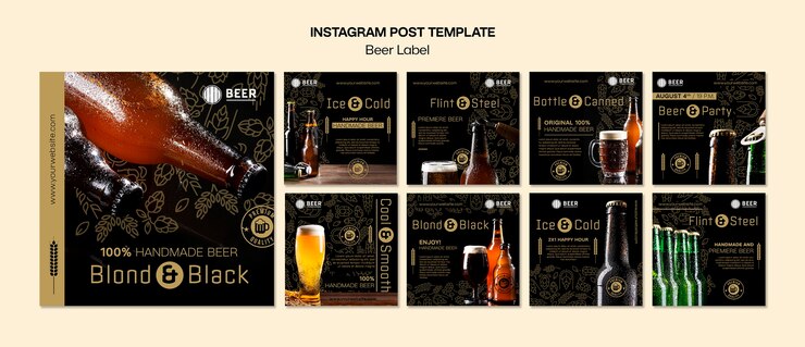 PSD gratuito disegno del modello di etichetta della birra