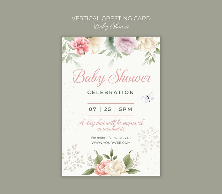 PSD gratuito disegno del modello di invito baby shower
