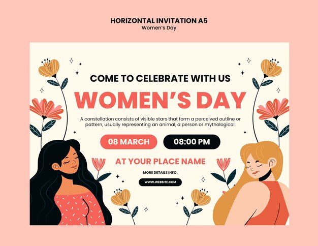 Disegno del modello di invito per la Giornata della Donna