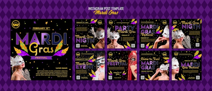 PSD gratuito disegno del modello di mardi gras
