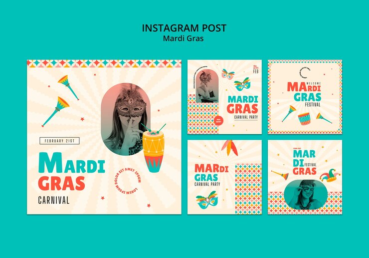 PSD gratuito disegno del modello di mardi gras
