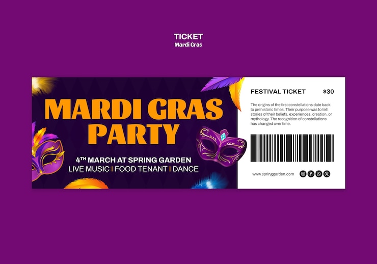PSD gratuito disegno del modello di mardi gras