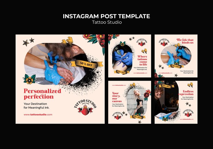PSD gratuito disegno del modello di post instagram tatuaggio
