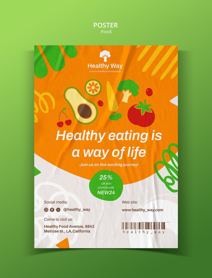 PSD gratuito disegno del modello di poster alimentare