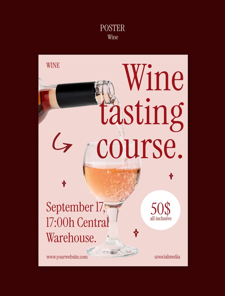 PSD gratuito disegno del modello di poster di vino