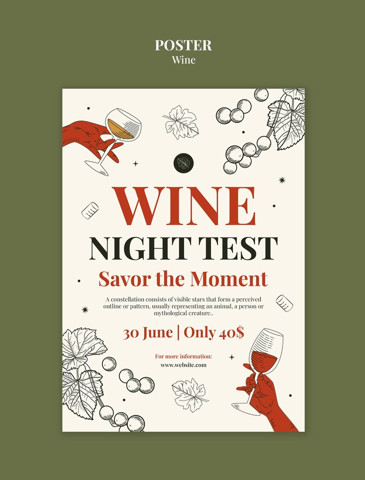 PSD gratuito disegno del modello di poster di vino