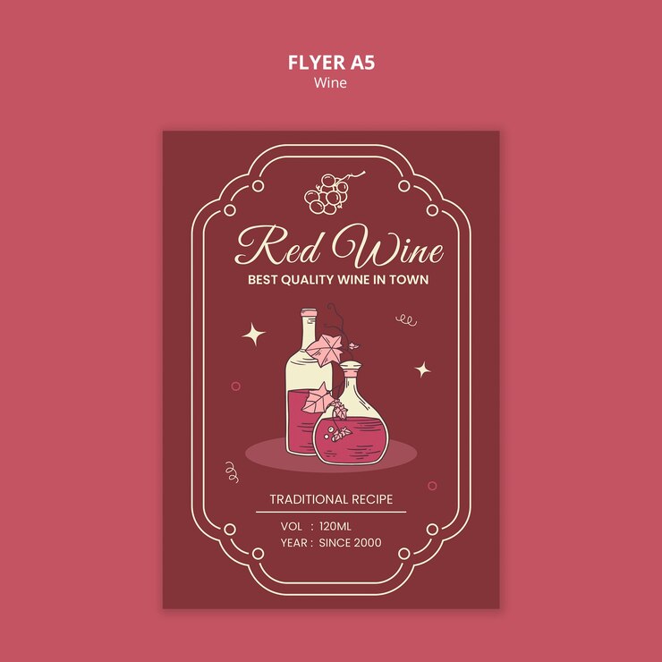 PSD gratuito disegno del modello di volantino di vino