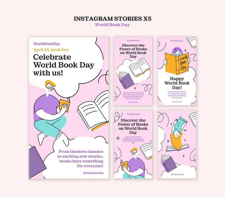 PSD gratuito disegno del modello per la giornata mondiale del libro