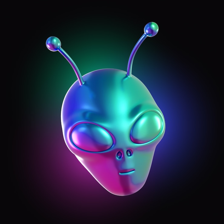 PSD gratuito disegno dell'icona aliena al neon