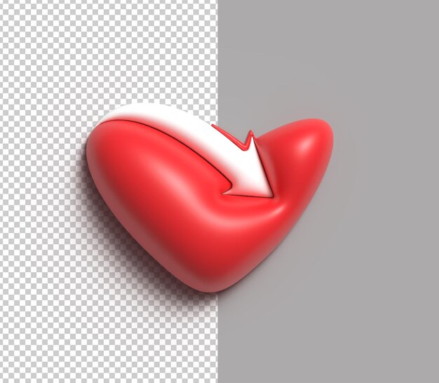 Disegno dell'illustrazione 3D del cuore di San Valentino.