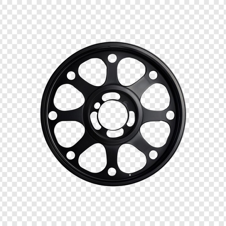 PSD gratuito disegno della ruota in metallo nero parte automobilistica da vicino