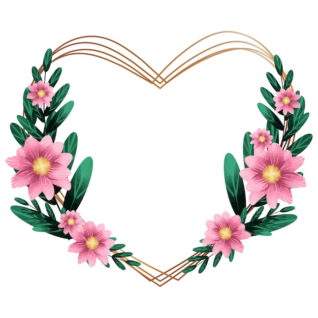 Disegno di cornice a cuore floreale
