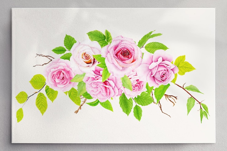 PSD gratuito disegno di ghirlanda floreale dell'acquerello