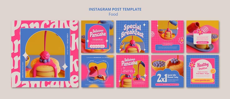PSD gratuito disegno di modelli alimentari colorati