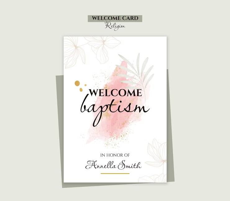 PSD gratuito disegno di modello di battesimo floreale