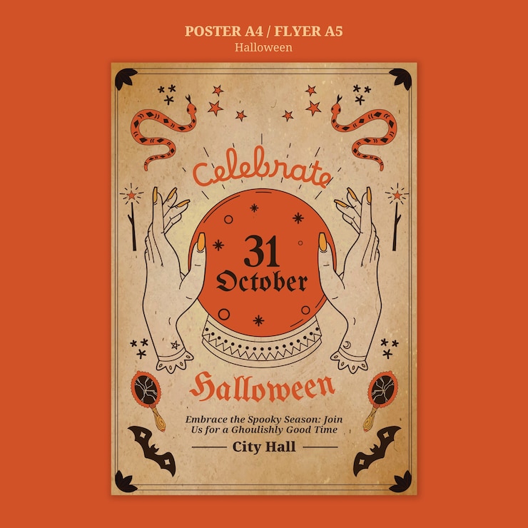 PSD gratuito disegno di modello di halloween