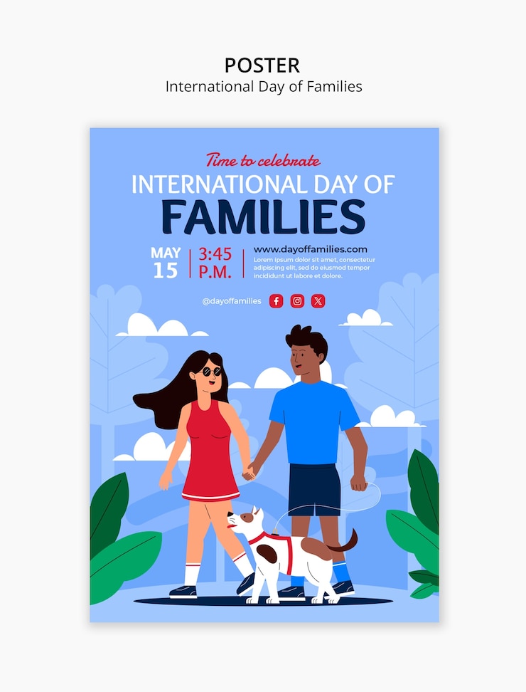 PSD gratuito disegno di modello per la giornata internazionale delle famiglie