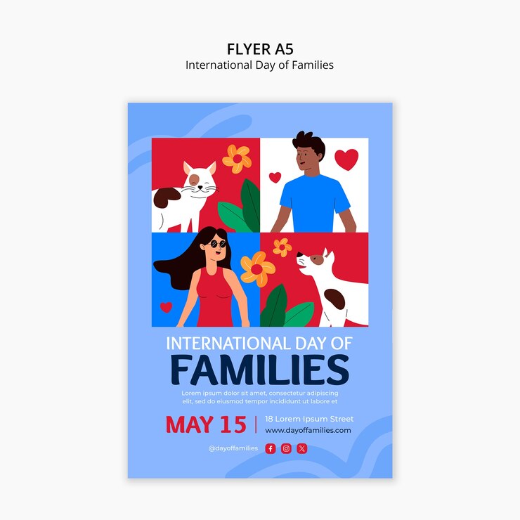 PSD gratuito disegno di modello per la giornata internazionale delle famiglie