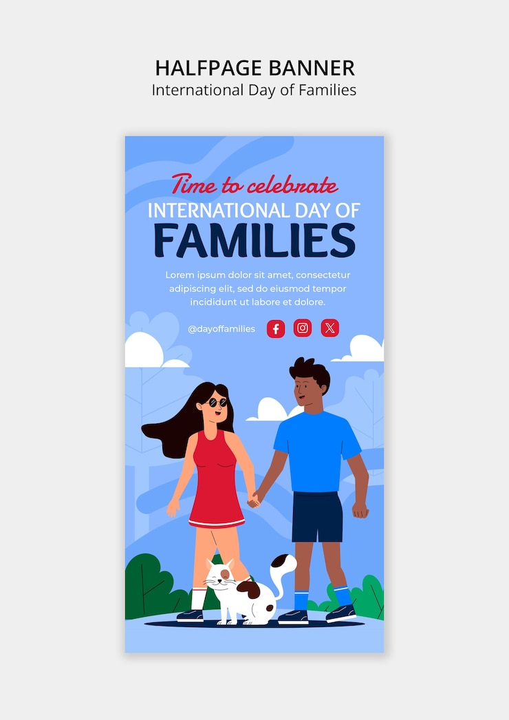 PSD gratuito disegno di modello per la giornata internazionale delle famiglie