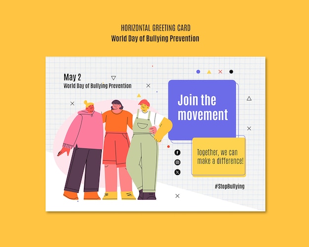 Disegno di modello per la giornata mondiale di prevenzione del bullismo