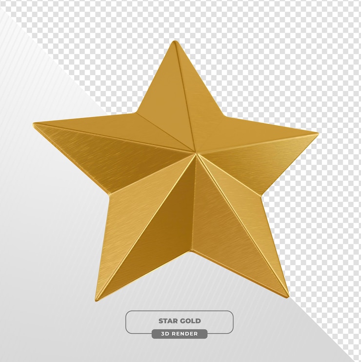 PSD gratuito disegno di stella geometrica dorata in rendering 3d