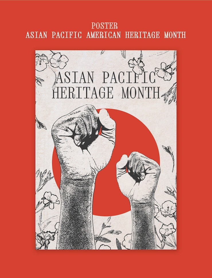 PSD gratuito disegno modello del mese del patrimonio asiatico-pacifico americano