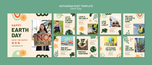 Disegno piatto del giorno della terra modello di post Instagram