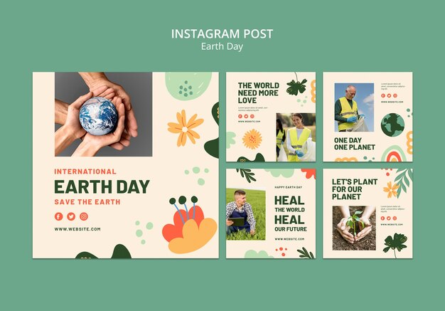 Disegno piatto del giorno della terra modello di post Instagram