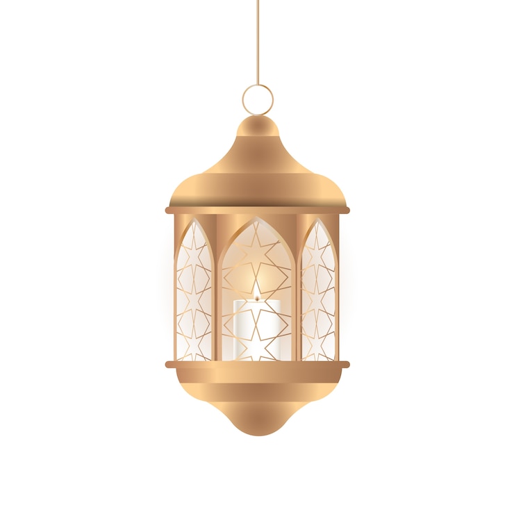 PSD gratuito disegno realistico dell'illustrazione della lanterna di ramadan