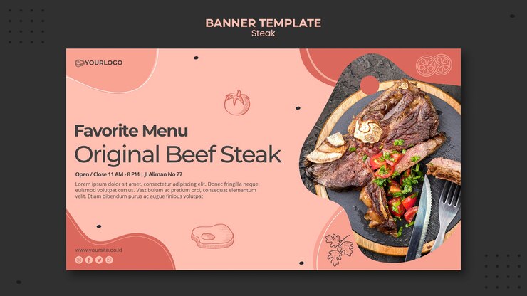 PSD gratuito diseño de banner de bistec