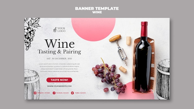 PSD gratuito diseño de banner de cata de vinos.